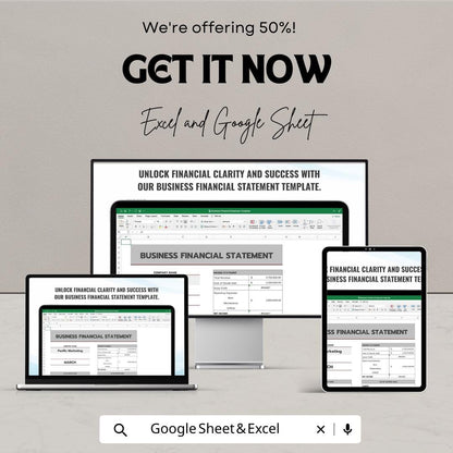 Business Financial Statement Template | Income Statement Balance Sheet Template | Small Business Finance Spreadsheet