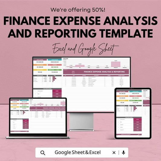 Finance Expense Analysis Template | Expense Tracker Spreadsheet | Financial Reporting Template | Budget Analysis Dashboard