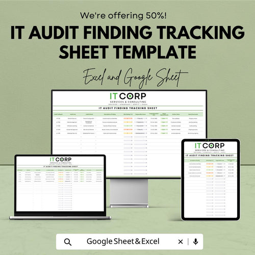 IT Audit Finding Tracking Template Excel | Audit Issue Tracker | Compliance Audit Log | Internal Audit Tracker Spreadsheet