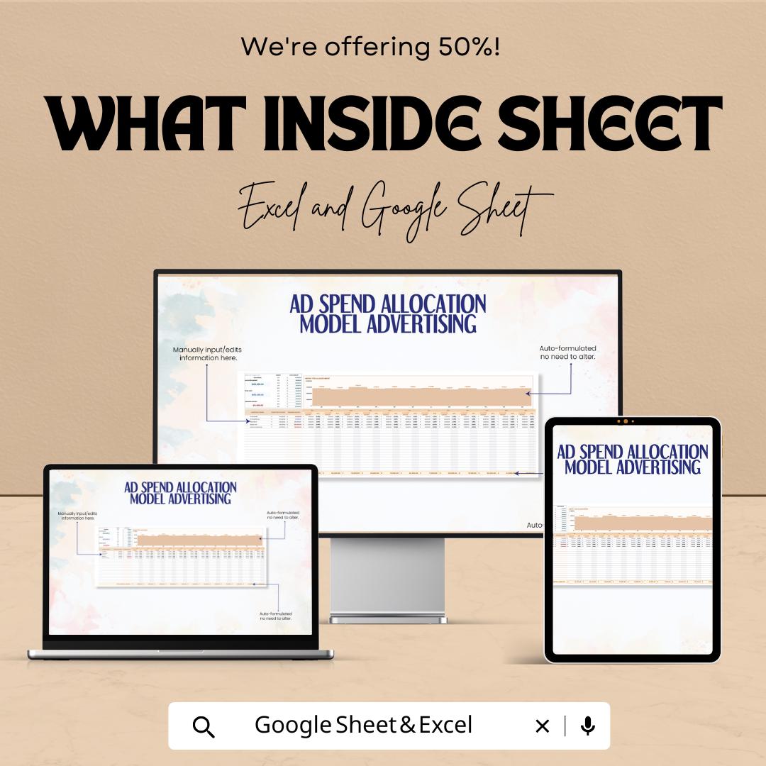 Ad Spend Allocation Model Advertising Template | Marketing Budget Spreadsheet | Ad Budget Planner | Advertising Spend Tracker