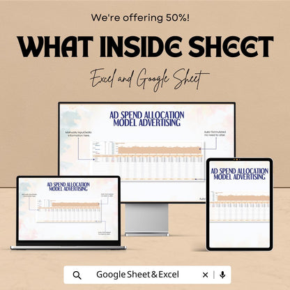 Ad Spend Allocation Model Advertising Template | Marketing Budget Spreadsheet | Ad Budget Planner | Advertising Spend Tracker