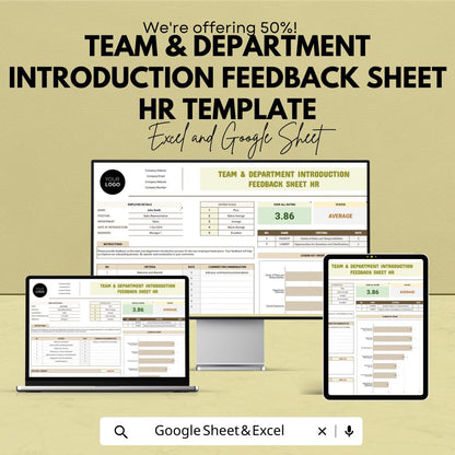 Team & Department Introduction Feedback Sheet HR Template | Employee Onboarding Feedback Form | HR Evaluation Spreadsheet