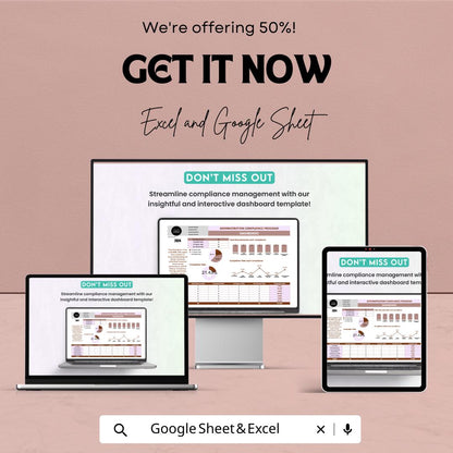Administration Compliance Program Dashboard | Excel & Google Sheet Template for Compliance Management