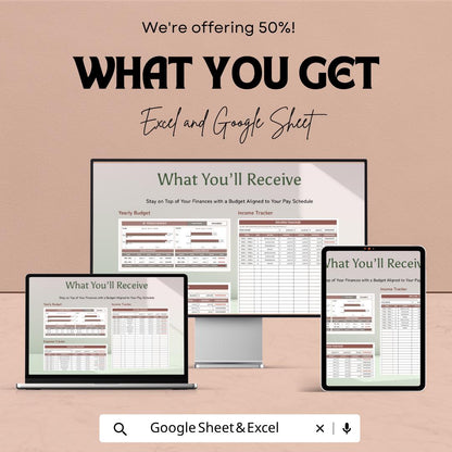Biweekly Budget Template | Bi Weekly Budget Spreadsheet | Paycheck Budget Planner | Excel & Google Sheets | Income Expense Tracker Sheet