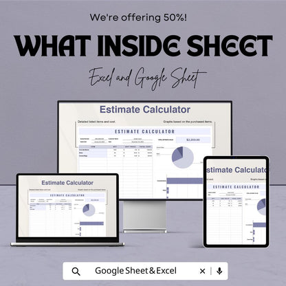 Estimate Calculator Sheet | Google Sheets Template for Accurate Cost Estimation | Budgeting & Financial Planning Tool