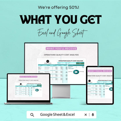 Operations Quality Cost Analysis Sheet | Excel & Google Sheet | Financial Summary | Cost Breakdown | Cost Comparison Template
