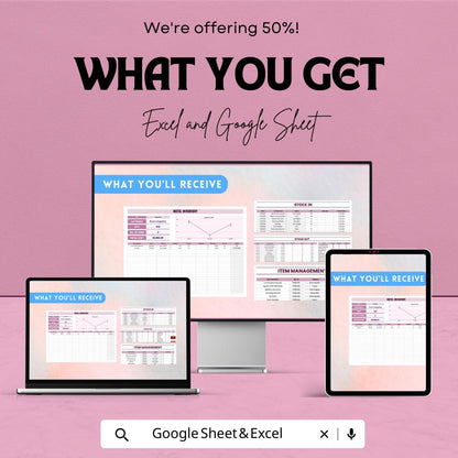 Hotel Inventory Template | Hospitality Stock Management Spreadsheet | Excel & Google Sheets Hotel Inventory Tracker | Stock In Stock Out Log