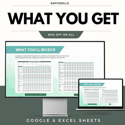 Consolidated Financial Reporting Template, Financial Statement Spreadsheet, Business Finance Report, Google Sheets Excel