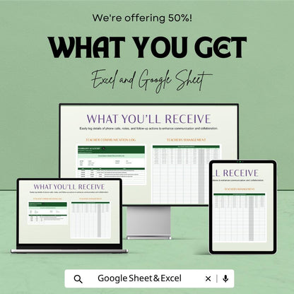 Teacher Communication Log Template | Parent Contact Tracker Spreadsheet | Teacher Communication Record | Excel & Google Sheets Template |