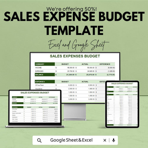 Sales Expense Budget Template | Sales Cost Management Tool | Budget Planning and Analysis Spreadsheet