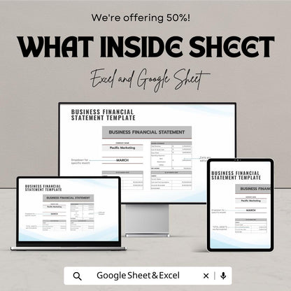 Business Financial Statement Template | Income Statement Balance Sheet Template | Small Business Finance Spreadsheet
