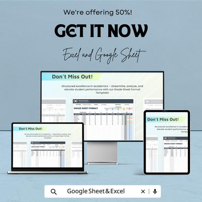 Grade Sheet Format Template | Student Grade Tracker Spreadsheet | Teacher Grading Sheet | Excel & Google Sheets