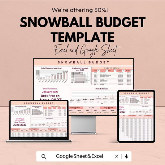 Snowball Budget Template | Debt Snowball Tracker | Debt Payoff Planner | Financial Budget Template | Debt Reduction Spreadsheet
