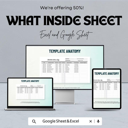Volunteer Hours Log Sheet | Google Sheets and Excel | Track Volunteer Time, Activity & Supervisor Info | Printable Digital Template