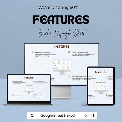 Recruitment Scorecard Template | Hiring Evaluation Scorecard | Candidate Assessment Spreadsheet |  Interview Rating Sheet
