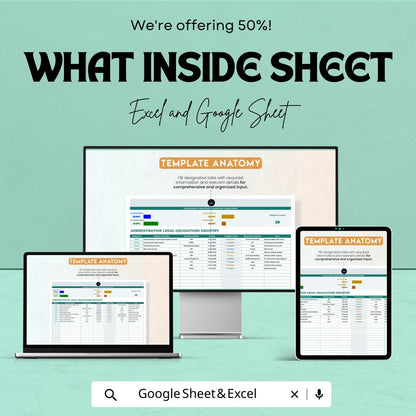 Administration Legal Obligations Registry Template | Compliance Tracker Spreadsheet | Legal Register Log | Business Compliance Template