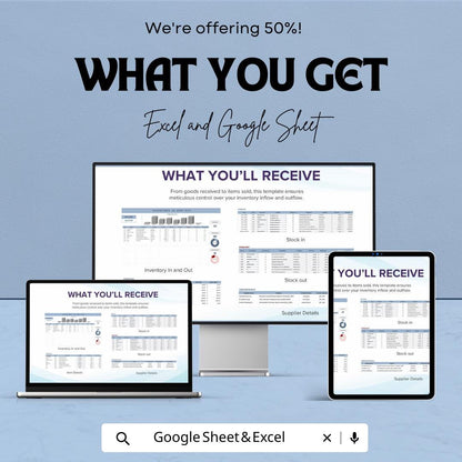 Inventory In and Out Template | Stock In Stock Out Spreadsheet | Excel & Google Sheets Inventory Tracker | Inventory Movement Log