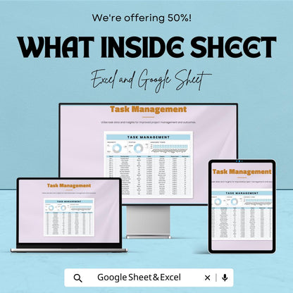 Task Management Template | Team Assignment Planner | Task Status Dashboard | Work Management Spreadsheet