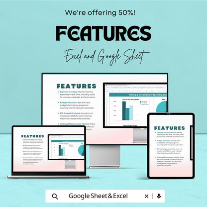 Training & Development Spending Dashboard Sheet | Google Sheets | Track Budget, ROI and Training Costs | Employee Training Management