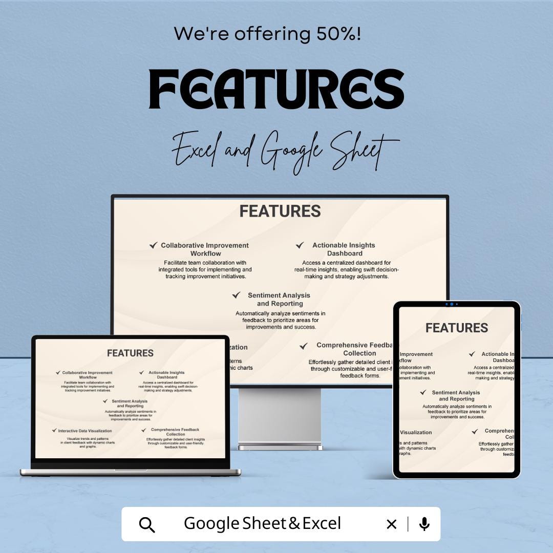 Sales Client Feedback Analysis Template | Client Sentiment Tracker | Sales Performance Review Sheet