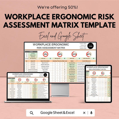Workplace Ergonomic Risk Assessment Matrix Template | Ergonomics Risk Evaluation Tool | Health & Safety Assessment