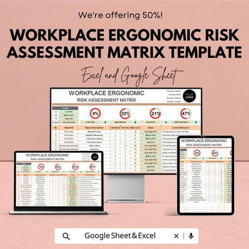 Workplace Ergonomic Risk Assessment Matrix Template | Ergonomics Risk Evaluation Tool | Health & Safety Assessment