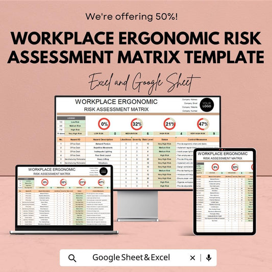 Workplace Ergonomic Risk Assessment Matrix Template | Ergonomics Risk Evaluation Tool | Health & Safety Assessment
