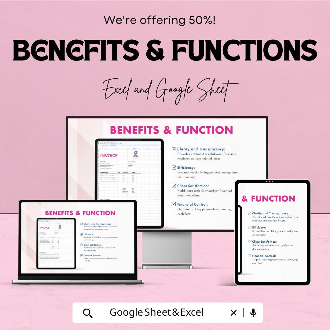 Event Planner Invoice Sheet - Excel & Google Sheets Template - Customizable Invoice Generator for Event Planners