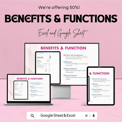 Event Planner Invoice Sheet - Excel & Google Sheets Template - Customizable Invoice Generator for Event Planners
