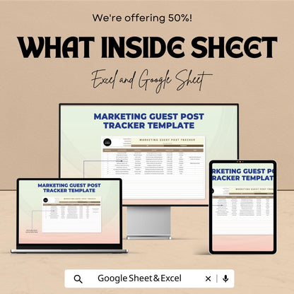 Marketing Guest Post Tracker Template | Excel & Google Sheets | Guest Blogging Tracker | Content Marketing Spreadsheet