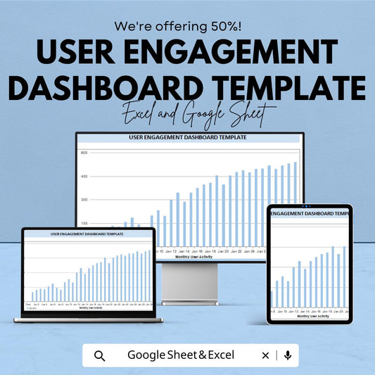 User Engagement Dashboard Template | Analytics Dashboard | KPI Tracker | Business Performance Report