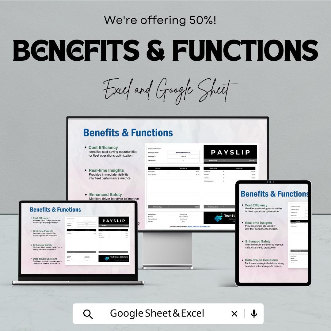 Payslip Payroll Sheet Template – Customizable Excel & Google Sheets for Employee Payslips