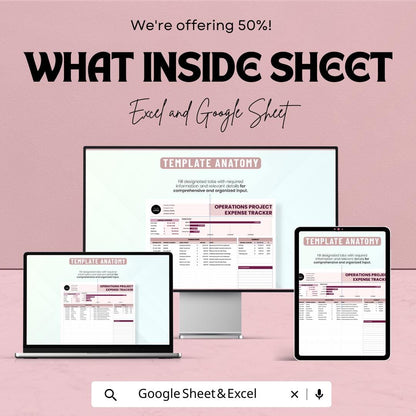 Operations Project Expense Tracker Sheet | Excel & Google Sheet Template for Budget Management | Financial Planning Tool | Project Cost