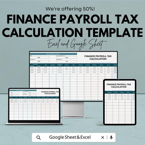 Finance Payroll Tax Template | Payroll Tax Calculator Spreadsheet | Employee Payroll Tracker | Salary Tax Calculation Sheet
