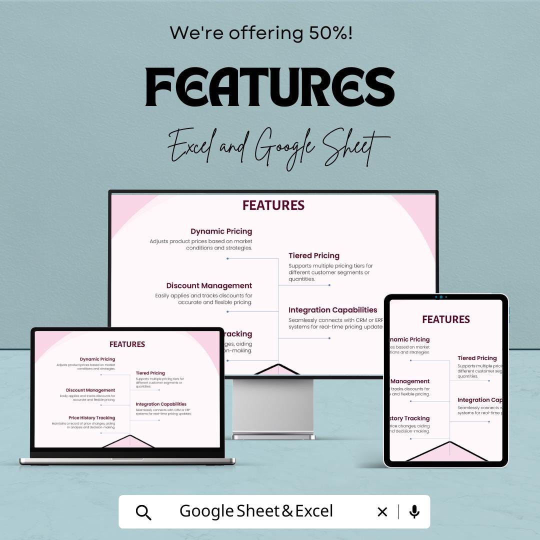 Sales Product Pricing for Quote Template | Excel & Google Sheet | Product Price List | Quote Generator | Sales Estimate Sheet for Business