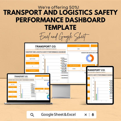 Transport and Logistics Safety Performance Dashboard Template | Safety KPI Tracker | Incident and Injury Report Sheet