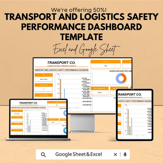 Transport and Logistics Safety Performance Dashboard Template | Safety KPI Tracker | Incident and Injury Report Sheet