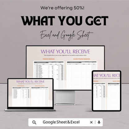 Finance Banking Template | Transaction Tracker | Income and Expense Log | Account Balance Spreadsheet