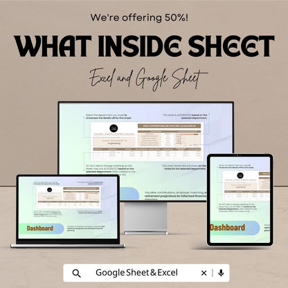 401(k) Contributions and Matching Calculator HR Sheet – Excel & Google Sheet – Employee Retirement Planning Tool – Tax, Matching
