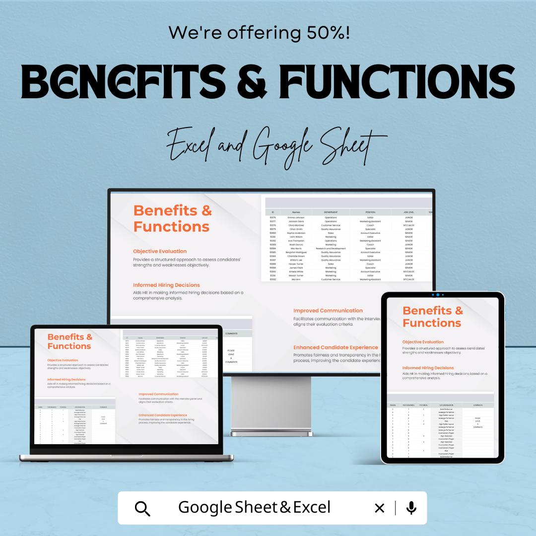 Candidate Strengths and Weaknesses Analysis HR Template | Excel & Google Sheets Hiring Dashboard | Interview Evaluation Tool