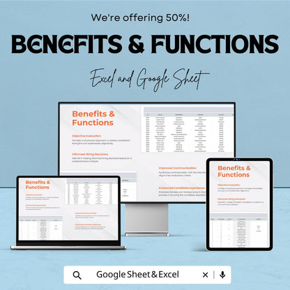 Candidate Strengths and Weaknesses Analysis HR Template | Excel & Google Sheets Hiring Dashboard | Interview Evaluation Tool