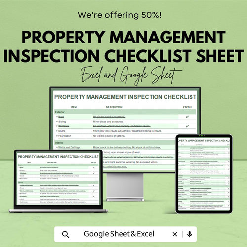 Property Management Inspection Checklist Sheet | Google Sheets Template | Property Inspection, Maintenance & Tenant Satisfaction |