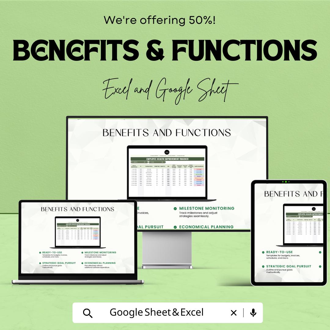 Employee Health Improvement Tracker Template | Employee Wellness Tracker Excel & Google Sheets | Workplace Health Monitoring Spreadsheet