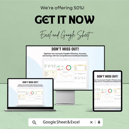 Accounts Payable Management Dashboard Template | Invoice Tracker Spreadsheet | Vendor Payment Tracker | Excel & Google Sheets Template