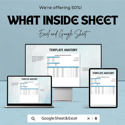 Retirement Contribution Calculator Template | Savings Projection Workbook | Investment Growth Calculator | Editable Financial Planner