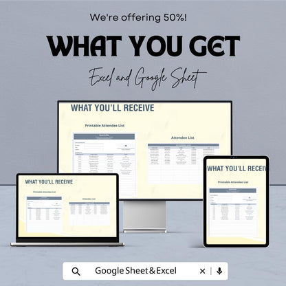 Sales Networking Event Attendee List Template | Event Guest Tracker | Conference Contact Sheet | Excel & Google Sheet Template