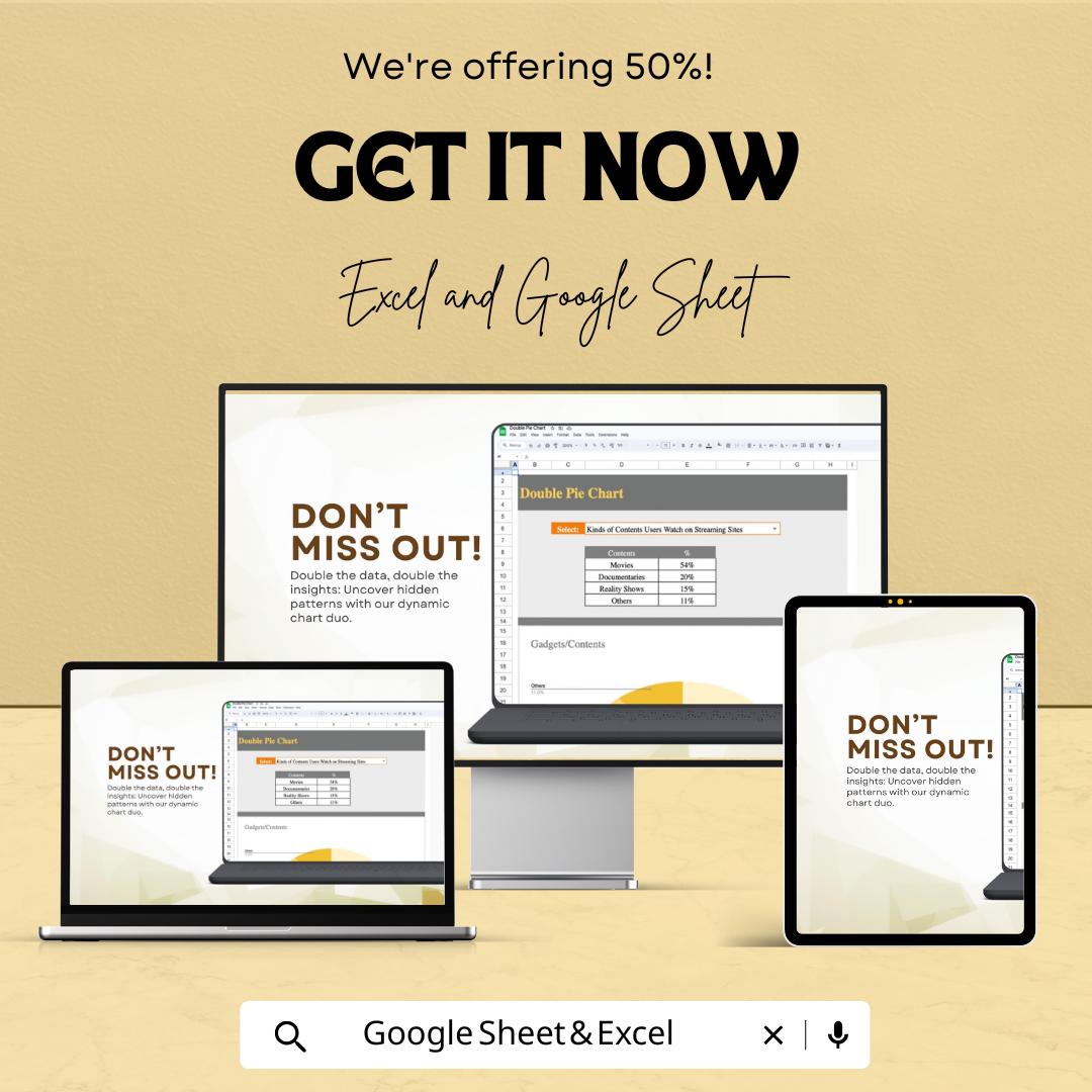 Double Pie Chart Template | Business Data Visualization Dashboard | Comparison Chart Template | Instant Download