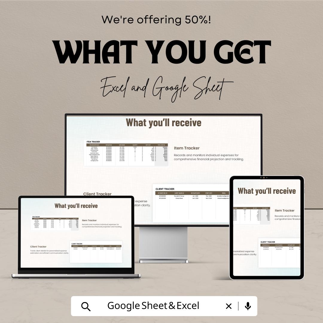 Expense Estimate Template | Excel & Google Sheet | Cost Breakdown | Budget Planning | Project Expense Tracker | Estimate Sheet for Business