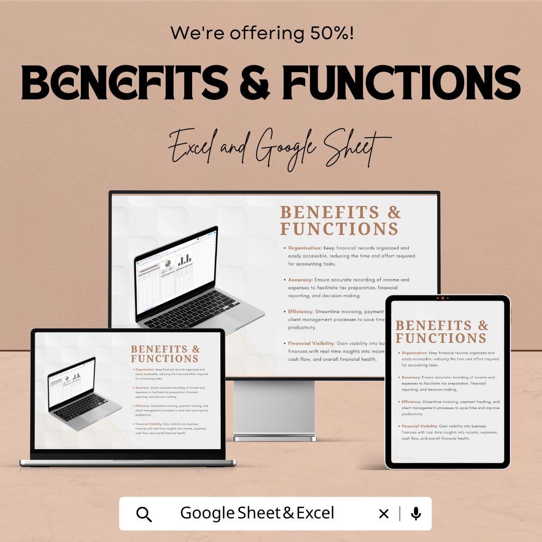 Freelance Accounting Template | Income and Expense Tracker | Budget Planner | Self-Employed Finance Tracker | Instant Download