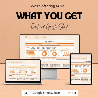 Transport and Logistics Marketing Trends Data Template | KPI Analytics Spreadsheet | Business Reporting Template